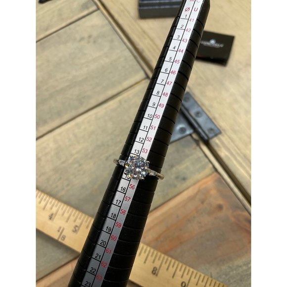 SZ 7 Lustro Stella Sterling Silver Bridal Set Rings 925  Large Stone - Picture 7 of 9